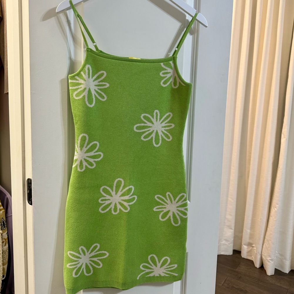 Green floral mini dress